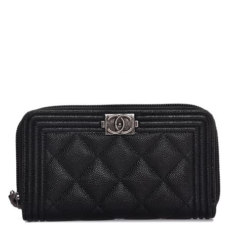 chanel caviar quilted boy small zip around wallet black|Small leather goods — Fashion .